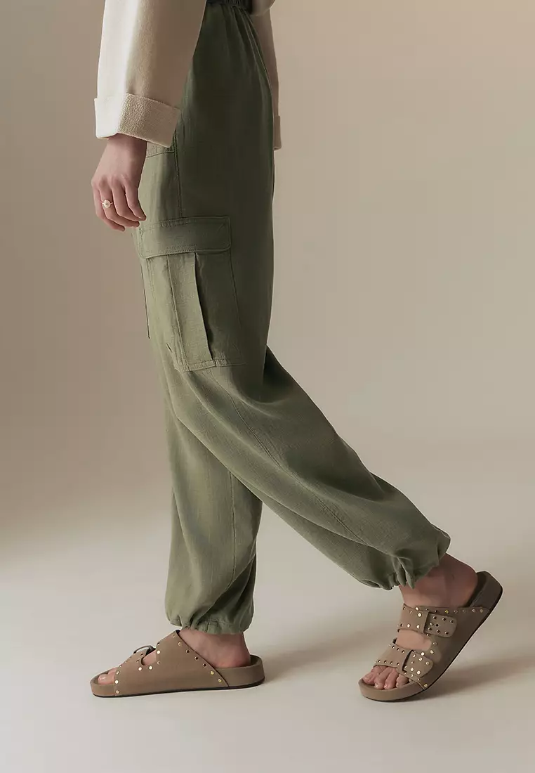 Linen Blend Cargo Trousers