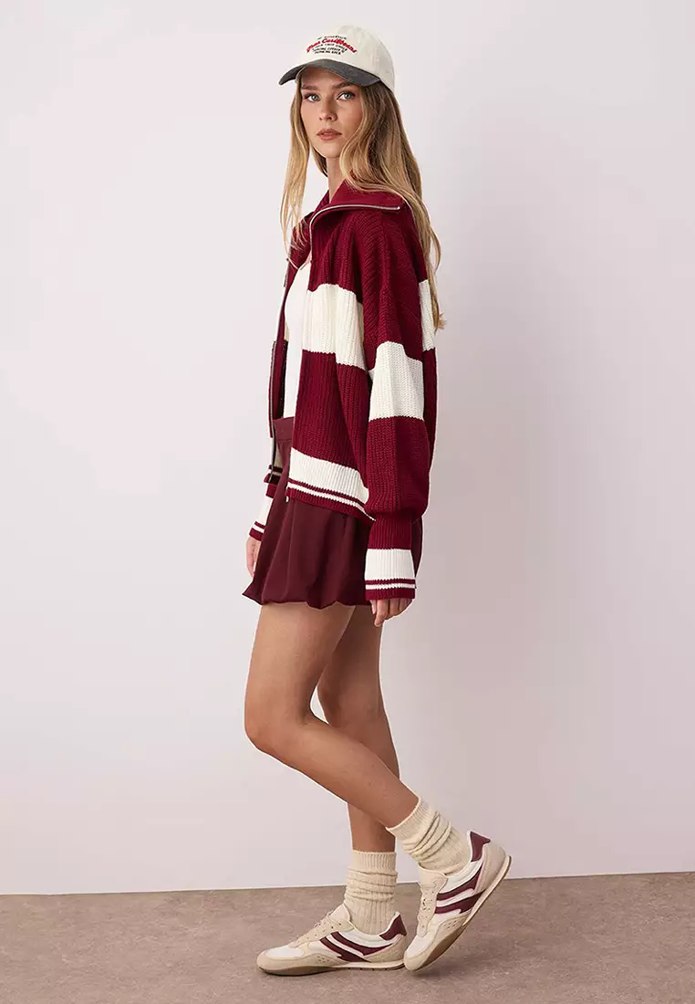 Striped Zipper Sweater