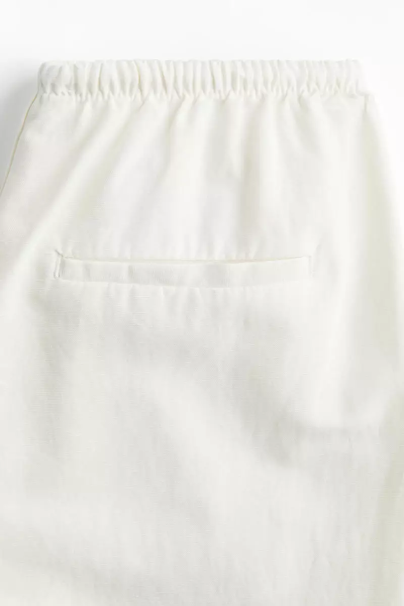 Straight linen-blend trousers