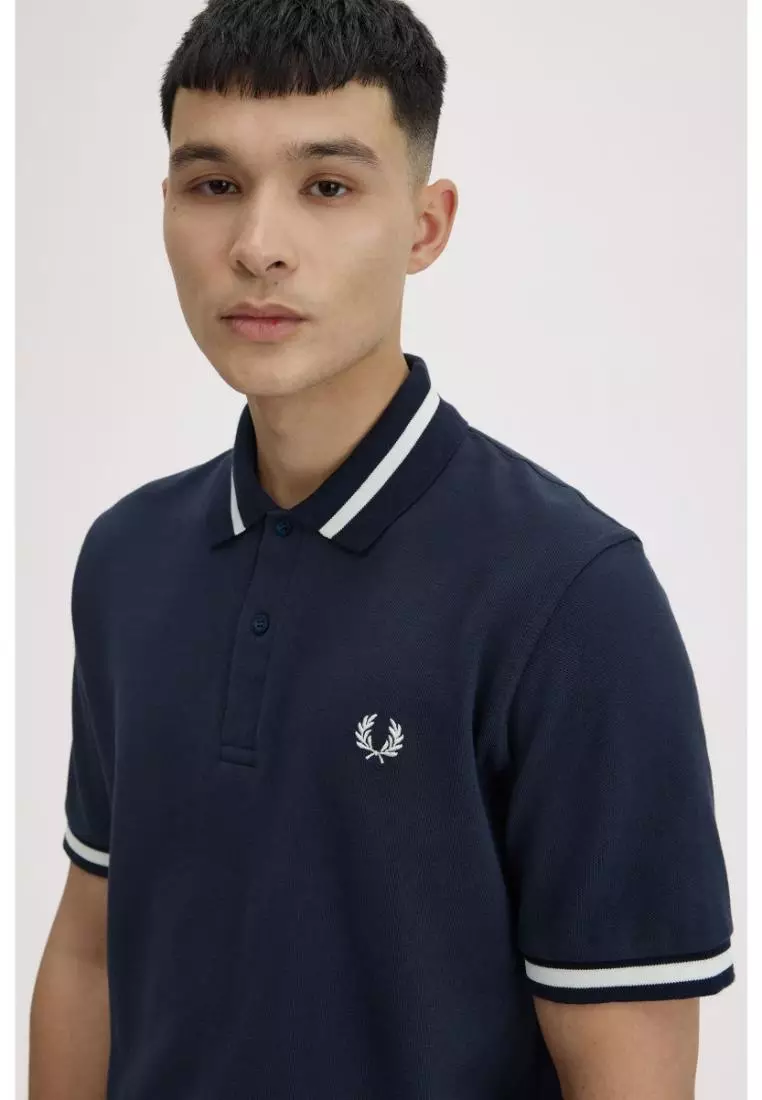 Fred Perry M2 Single Tipped Fred Perry Shirt (Navy / Snow White)