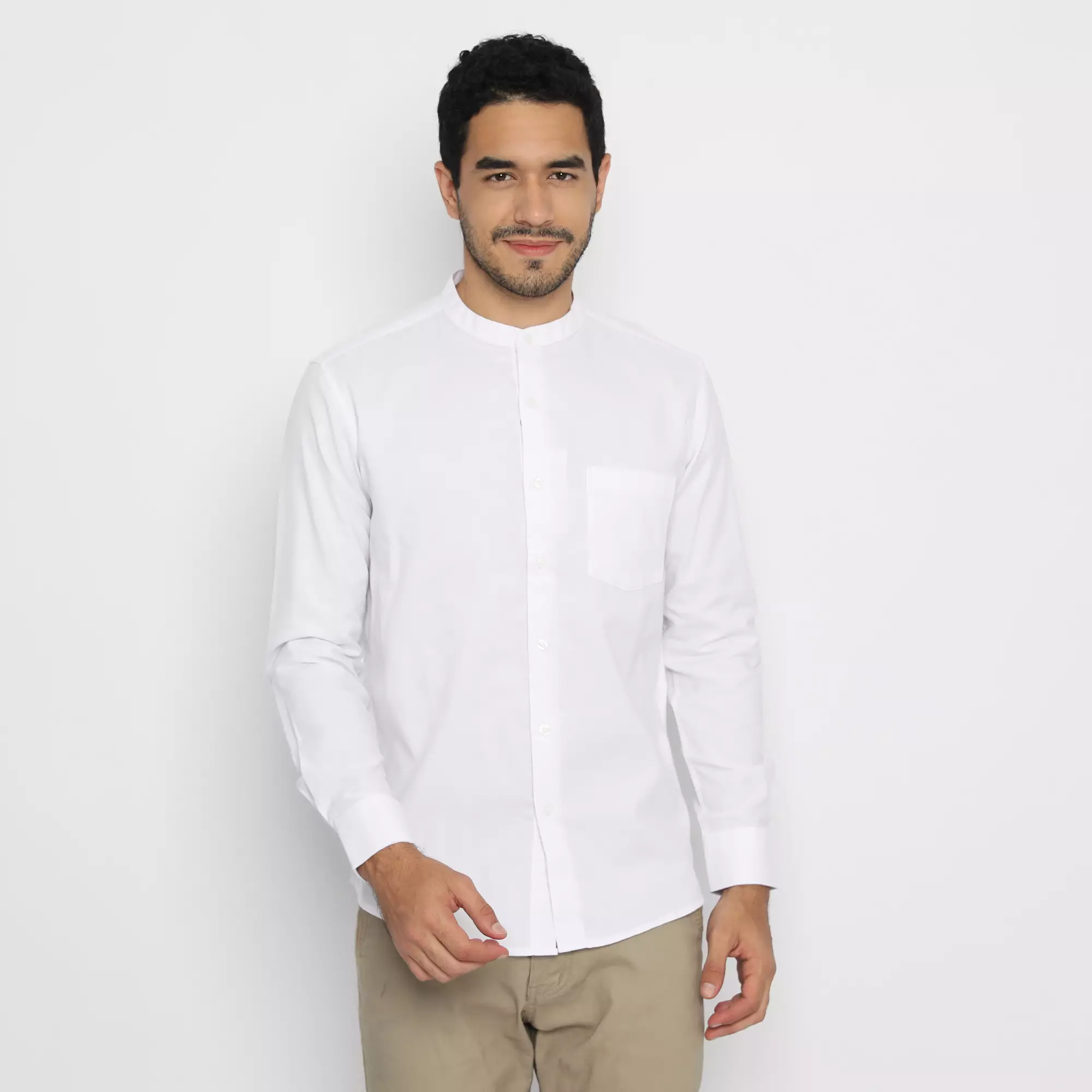 Platini Kemeja Pria Koko Shanghai Lengan Panjang Katun Oxford Putih 22030