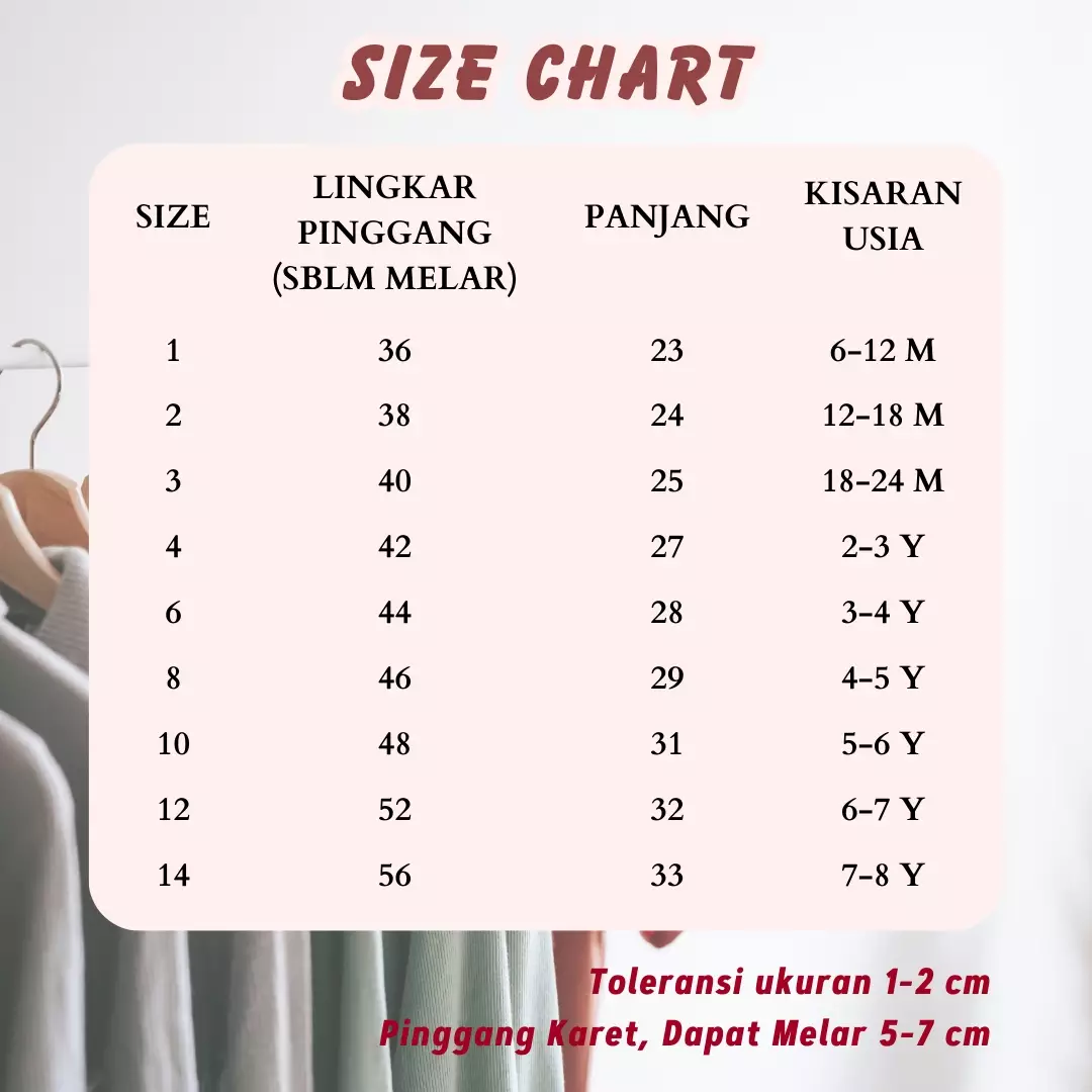 Wakakids Rok Celana Jeans Anak Perempuan Usia 6 Bulan Hingga 8 Tahun Pita Skort Waist Ribbon 048