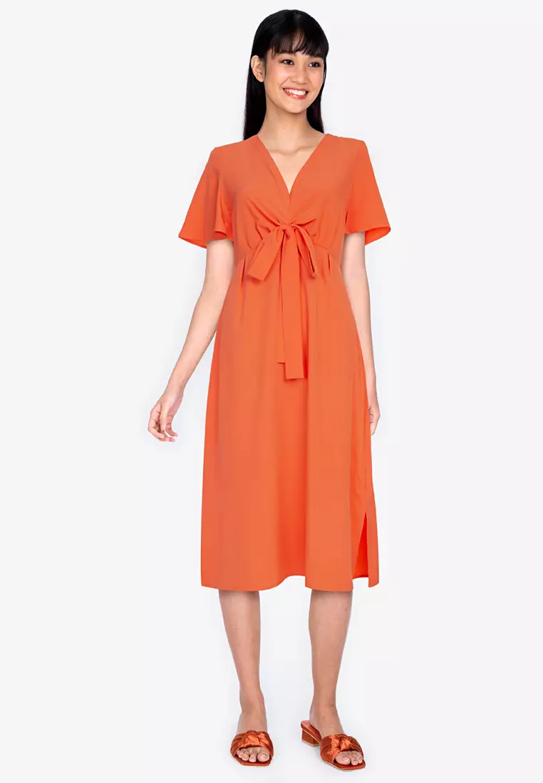 ZALORA BASICS Tie Detail Fit and Flare Dress 2023 Buy ZALORA