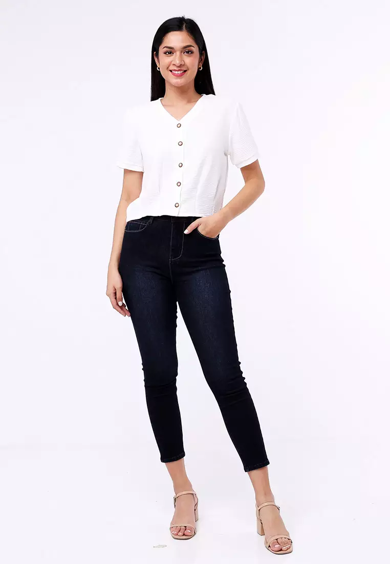 Short Sleeves V-Neck Blouse
