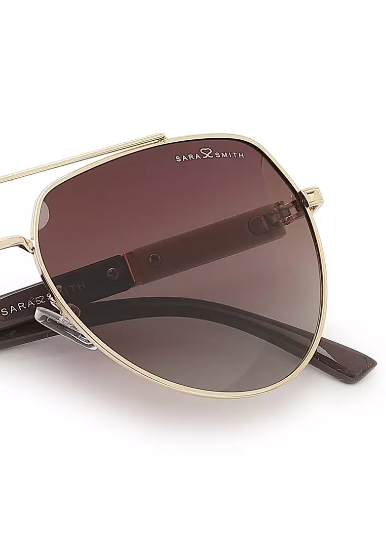 Unisex Polarized Aviator Sunglasses (太陽眼鏡) - 金色 / 棕色