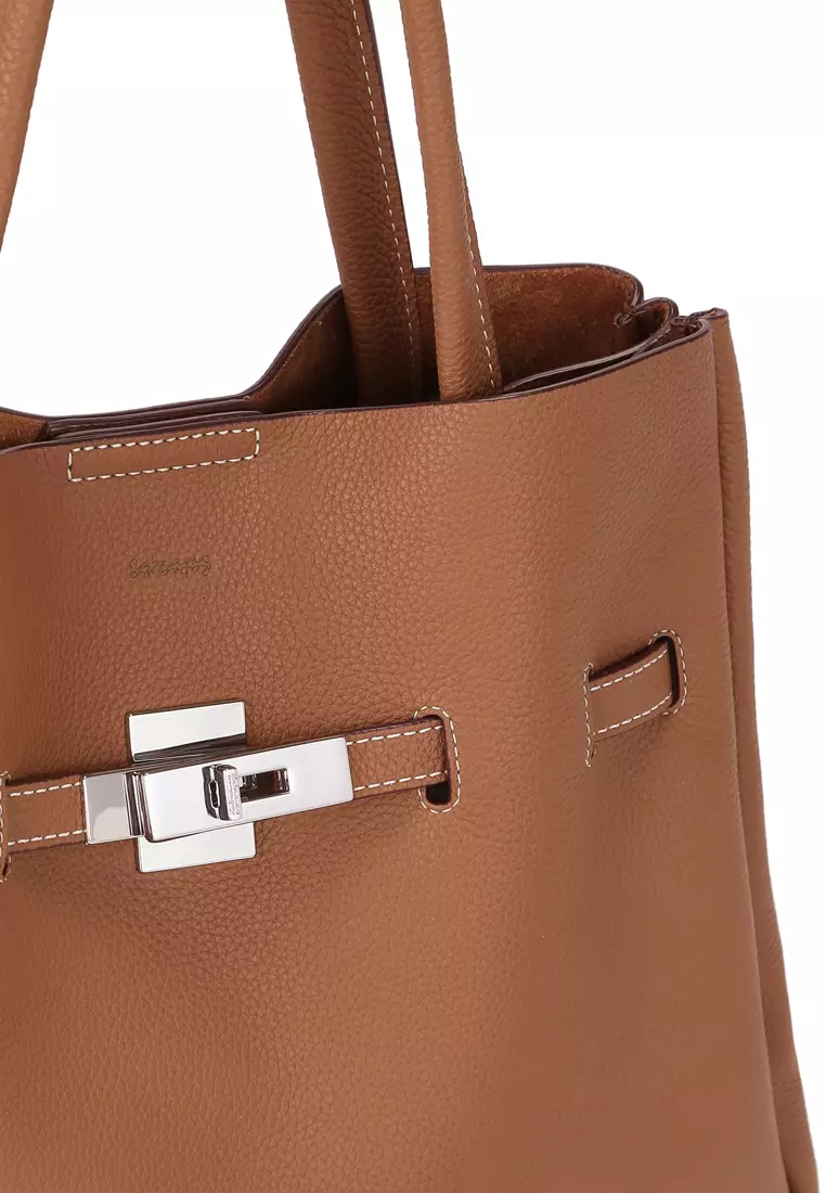 SAOIRSE Soft Structural Belt Tote Bag - Caramel