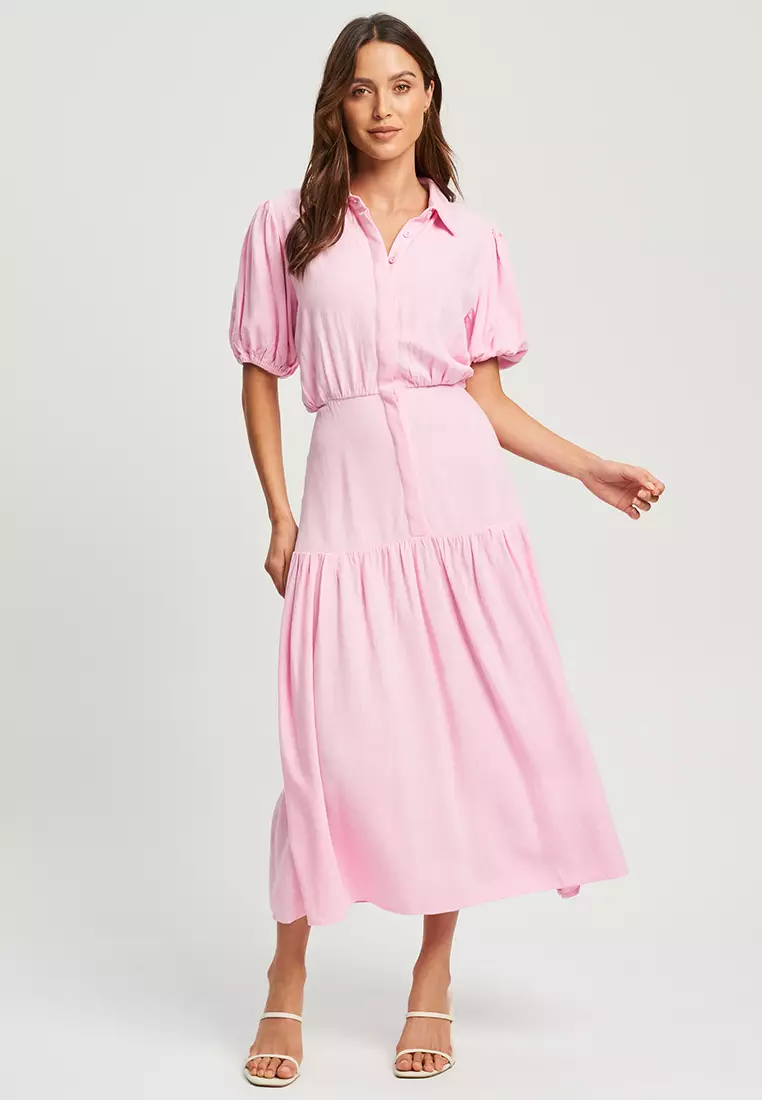 Warehouse short clearance sleeve midi dress