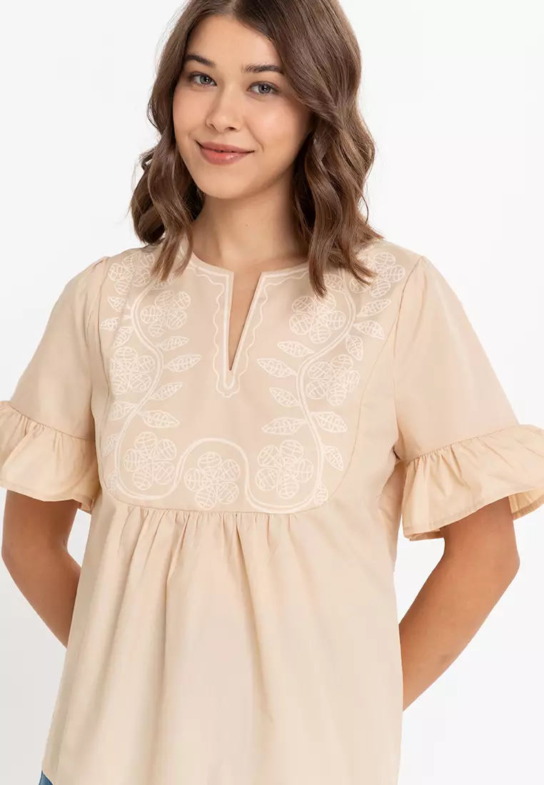 Coralyn Printed Bib Filipiniana Blouse