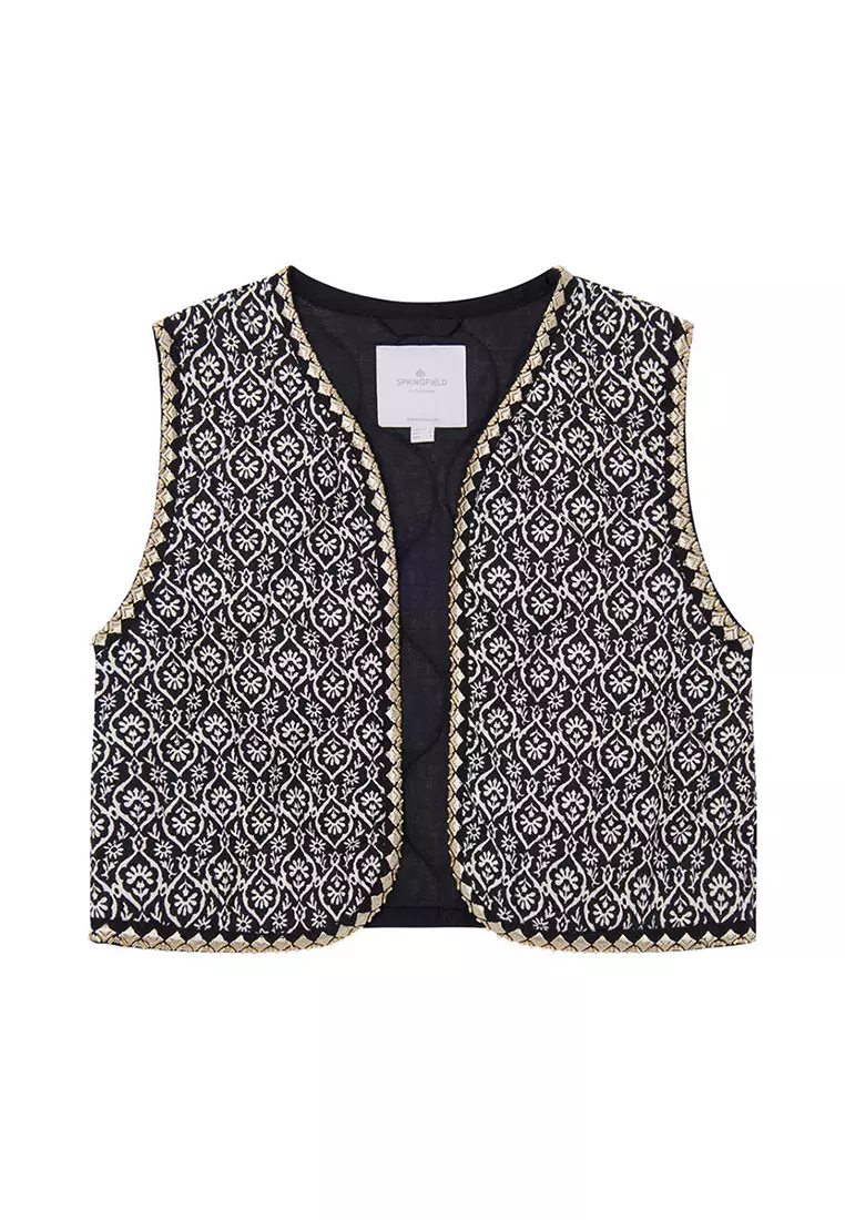 Embroidered Quilted Vest