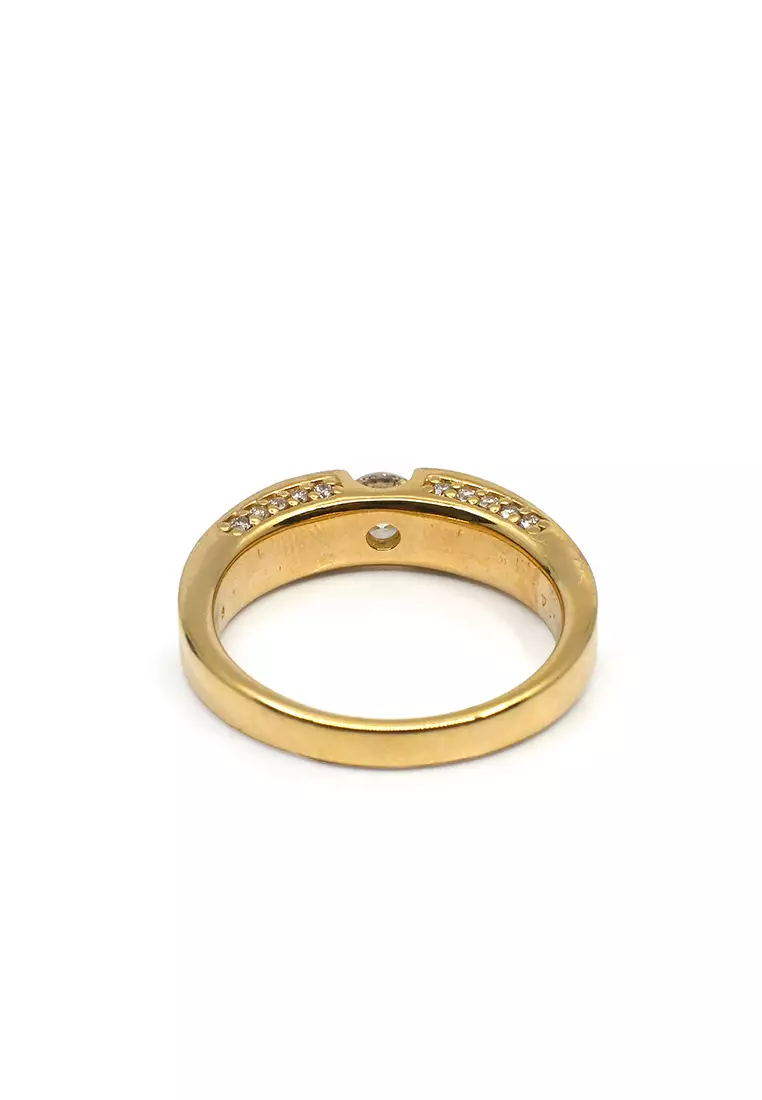 18K Japan Made Yellow Gold Lady Ring with Diamonds