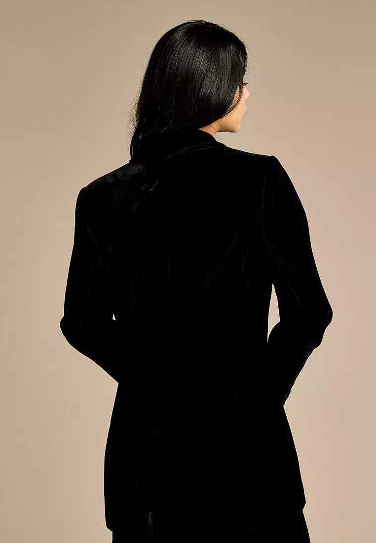 Maia Black Velvet Blazer