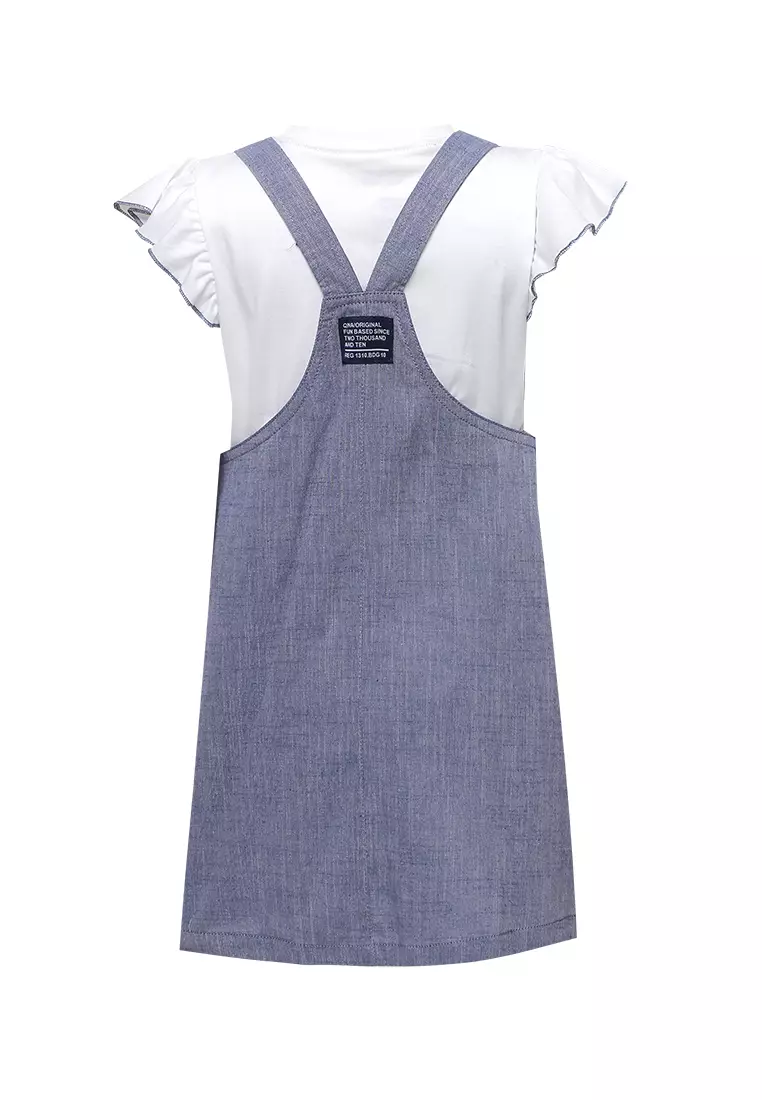 Qna Girl Casan Overall Dress Pendek Anak Biru