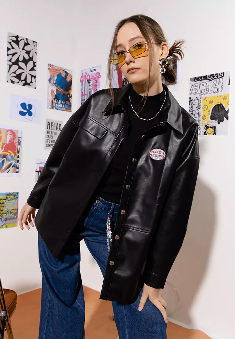 zalora leather jacket