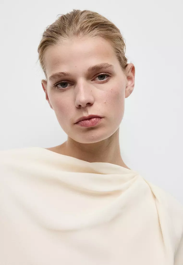 Draped Boat-Neck Blouse