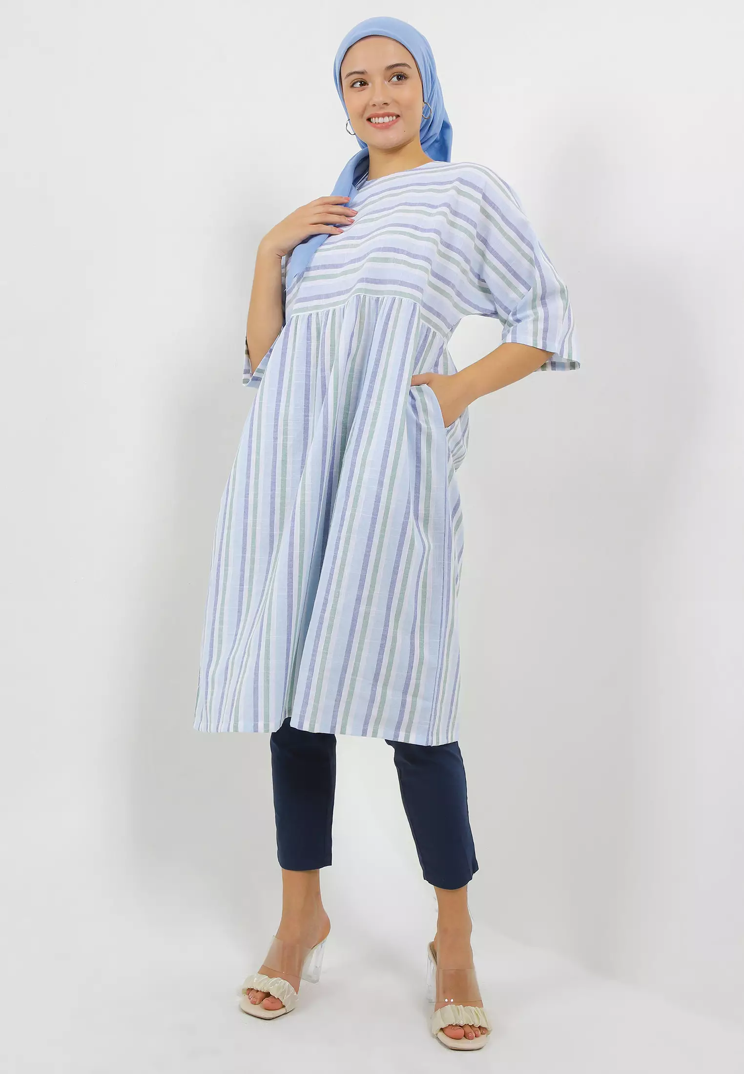 MFMW Syasyi Midi Dress Multicolor Motif Salur