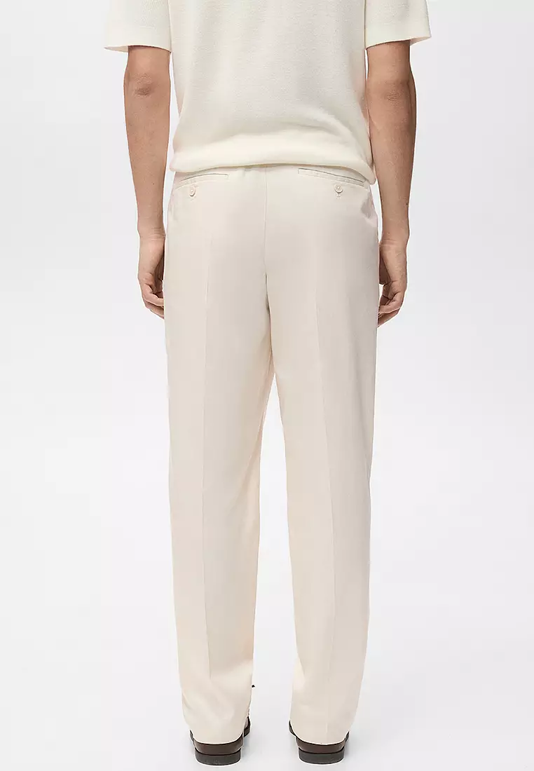 Regular-Fit Pleated Flowy Trousers