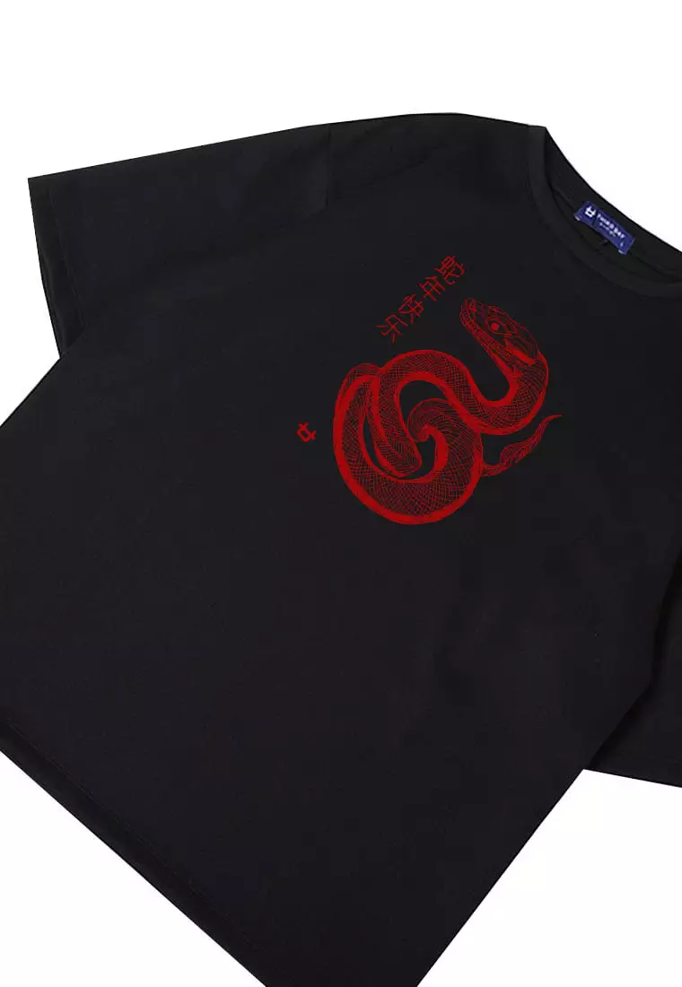 MTT86 baju kaos imlek oversize bahan scubalux 210gsm "polymesh snake" hitam