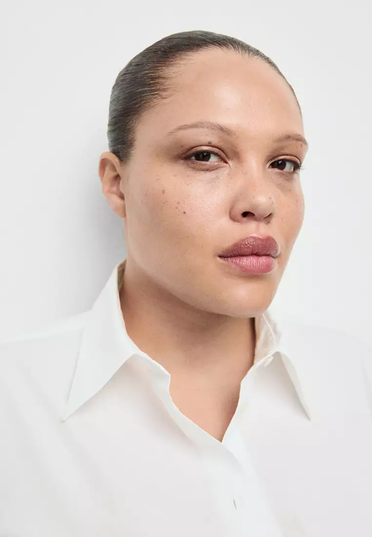 Cotton And Lyocell Blend Straight Shirt