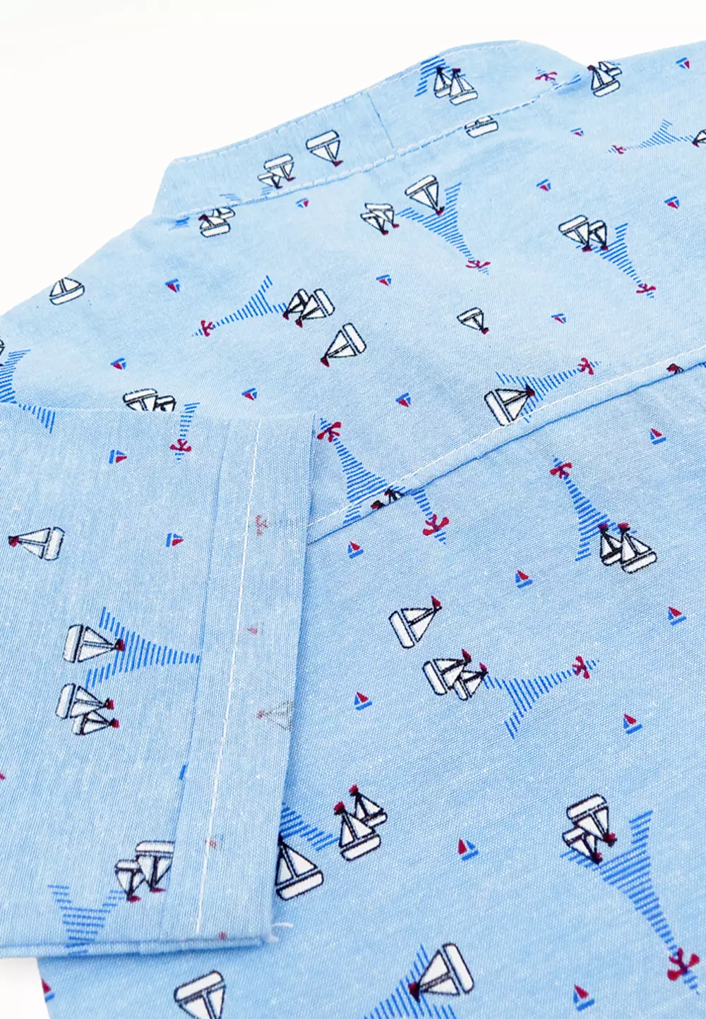 Wakakids Kemeja Anak Laki Laki Usia 1 Tahun Hingga 8 Tahun Atasan Baju Kerah Shanghai Mandarin Collar Motif Eiffel Tower Full Printing 4231 Vensk Biru