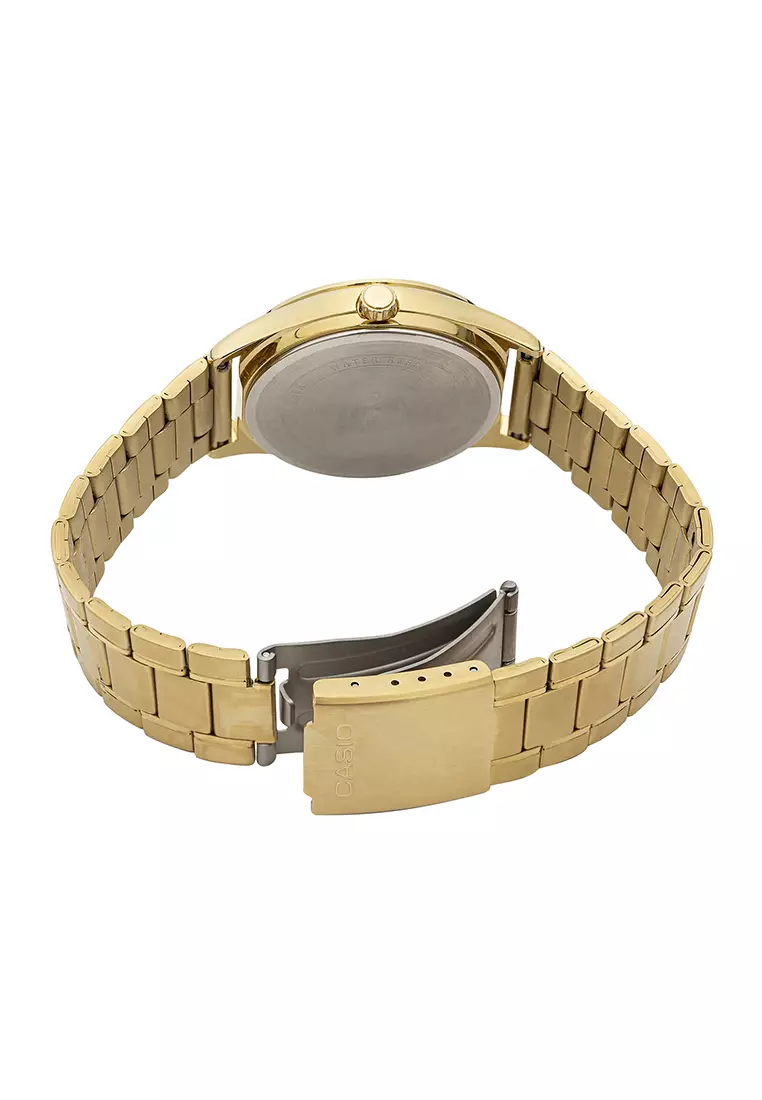 Men Analog Watch MTP-V006G-9B Gold Stainless Steel Strap