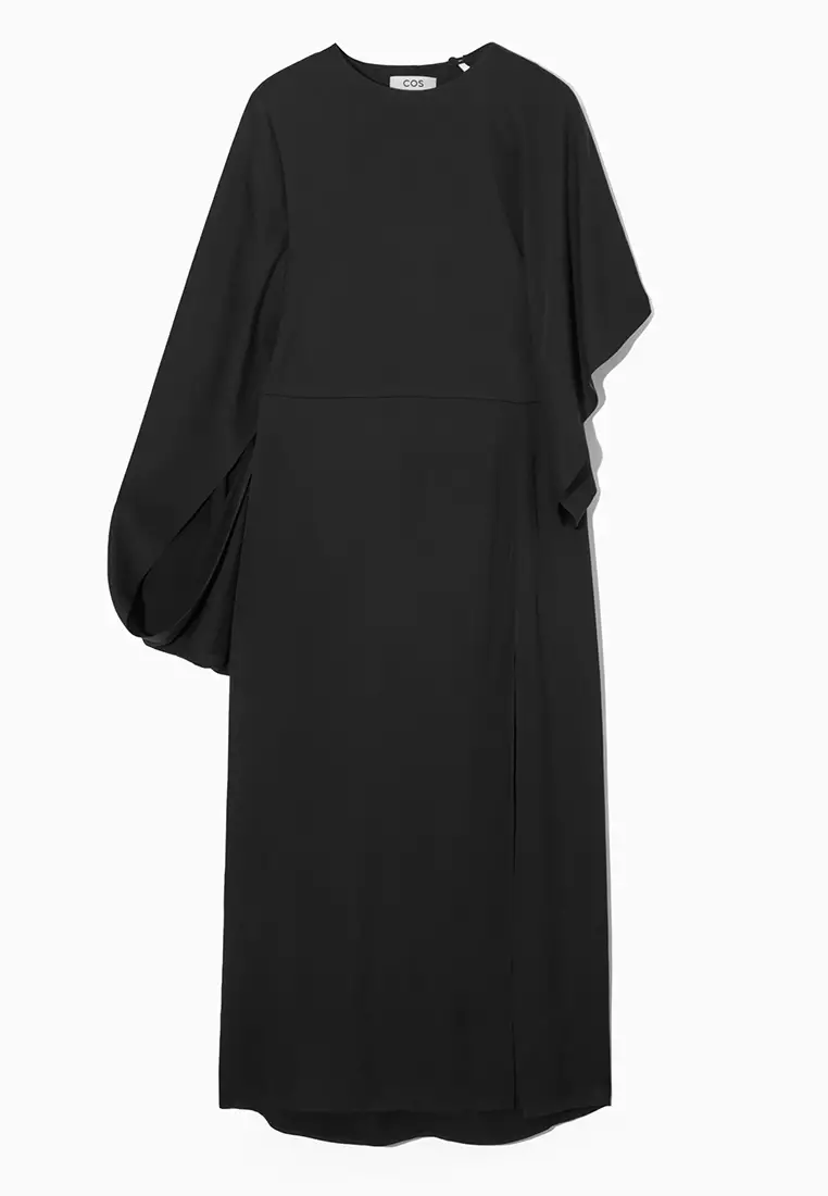 Buy COS Asymmetric-Sleeve Draped Midi Dress 2024 Online | ZALORA ...