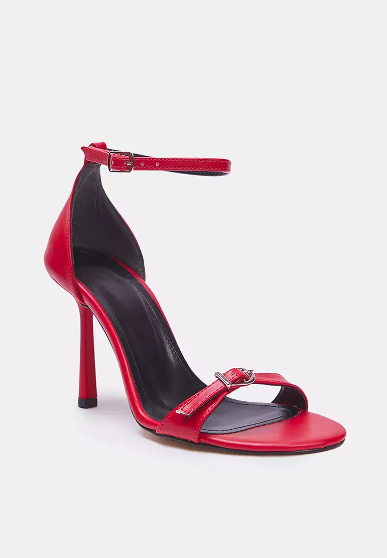Red Buckle Thin Heels Women Classic Heels Shoes Takss25To00019