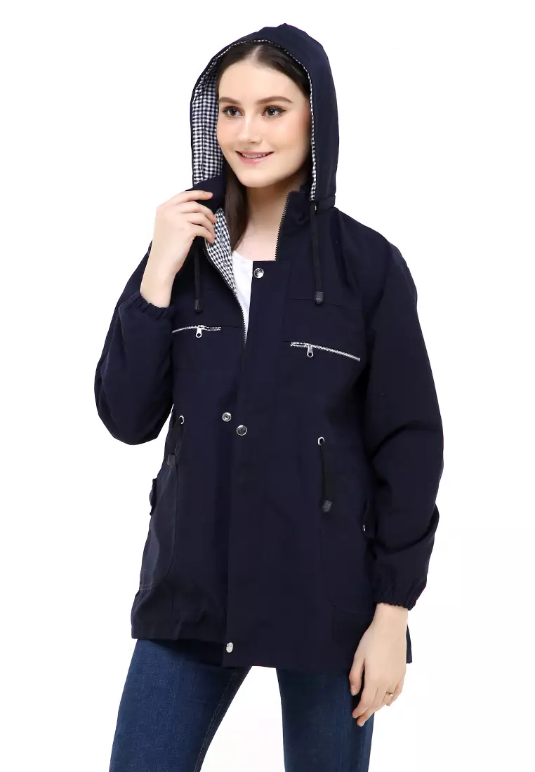 Hardwin Jacket Wanita Adventure Casual Longsleeve Outer Material Baby Canvas ORIGINAL - Navy