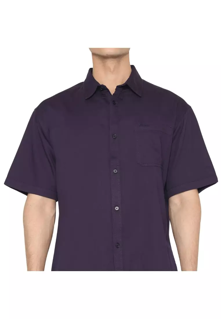 POLICE Kemeja Polos Relaxfit Cotton Twill Dark Purple Pria