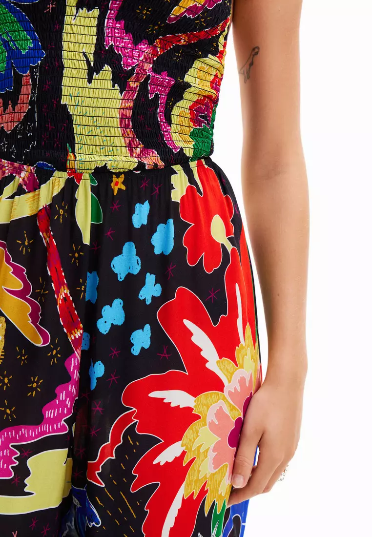 Desigual Woman Jungle design halter neck jumpsuit.