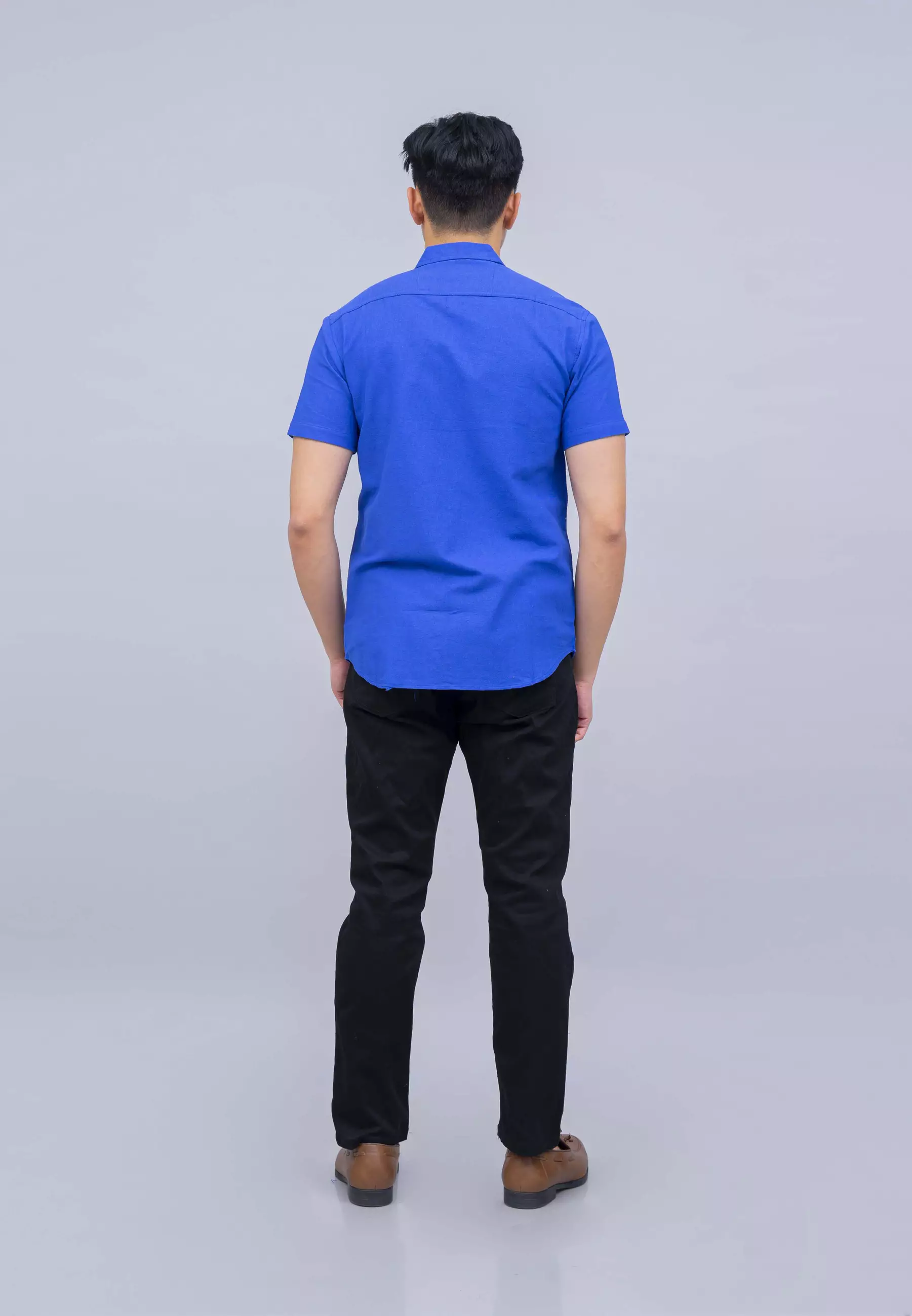 Houseofcuff Kemeja Pria Lengan Pendek Slim Fit Biru Elektrik