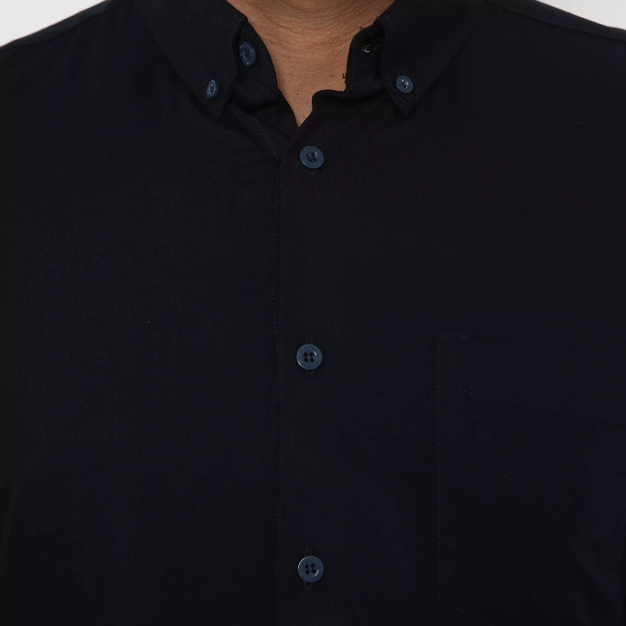 Platini Baju Kemeja Polos Basic Pria Panjang Katun Rayon Navy 76309