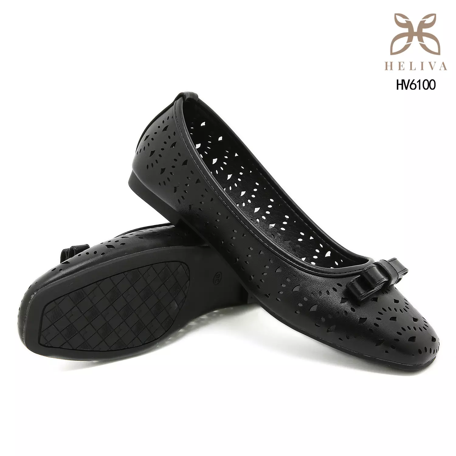 Heliva Lovina Laser-Cut Ballerina Flats with Sweet Bow Accent HV6100