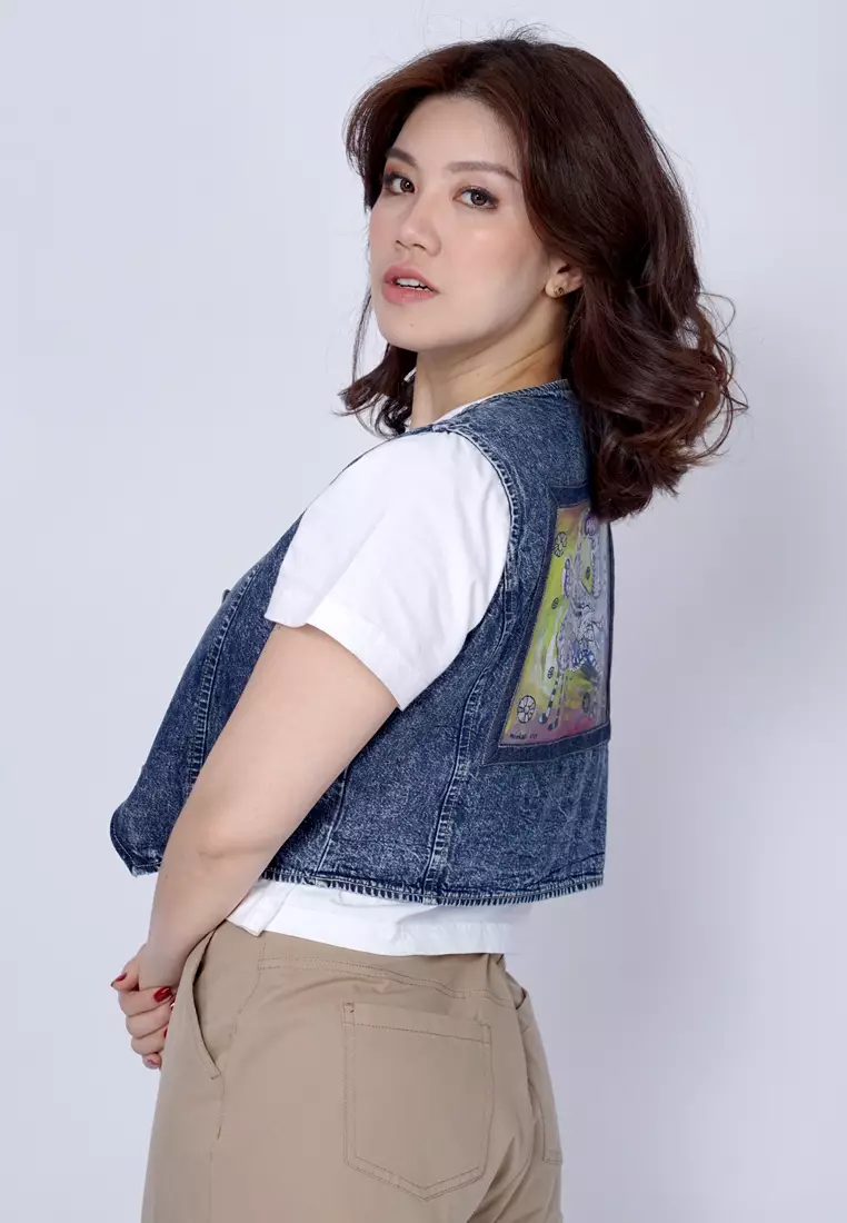 Triset Casual Pakaian Wanita Vest Denim - TJ600058934