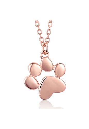 925 Signature 925 SIGNATURE Solid 925 Sterling Silver Animal Pet Paw Print Necklace Rose Gold D8FD9ACDEFE53CGS_1