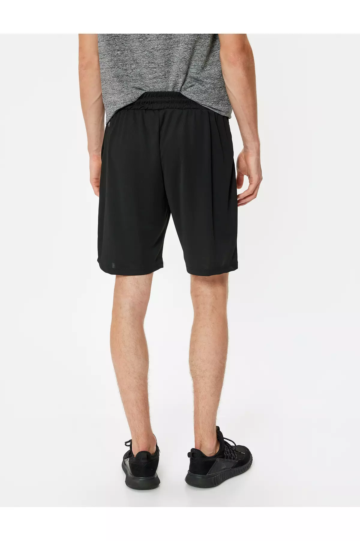 Slogan Printed Bermuda Sports Shorts With Pocket Detail And Lace-Up Waist