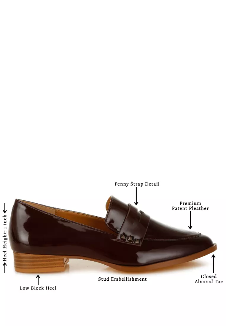Patent Pleather Penny Loafers in Brown