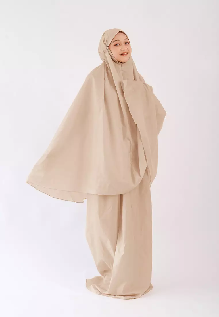 Zelena - Mukena Traveling Polos Parasut Korea - Creamy Brown