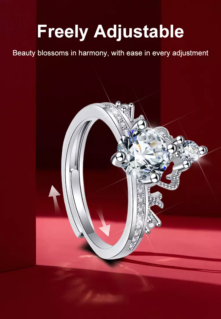 Cincin Wanita R033 Original Crown Design Perhiasan Cewek Dilapisi Platinum Anti Luntur Rings