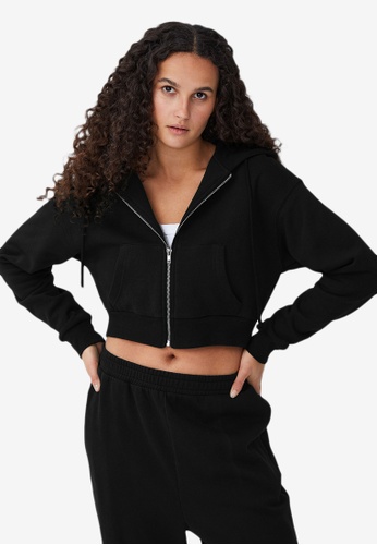cropped zipper hoodie