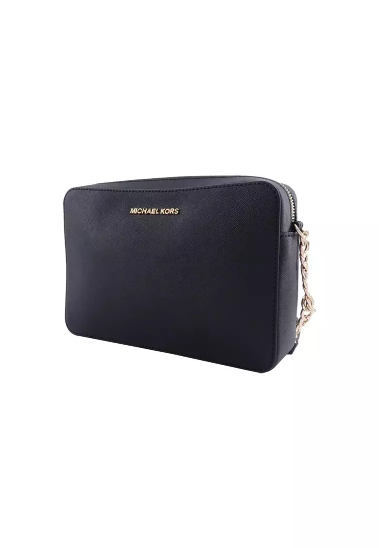 Jet Set Large Saffiano Leather Crossbody Bag In Black 35T8GTTC9L