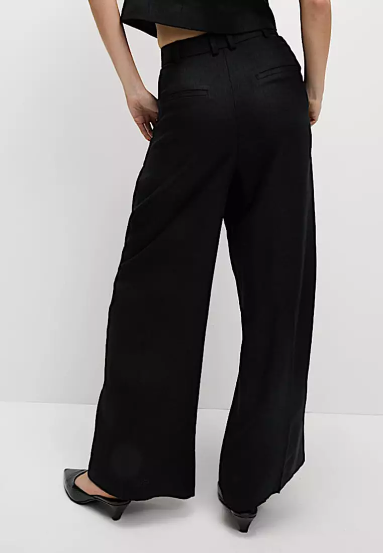 Linen Rich Twill Wide Leg Trousers