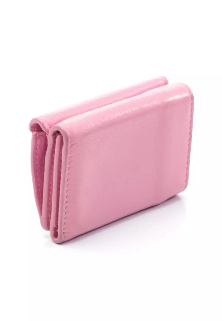 Pink Balenciaga Papier Leather Compact Wallet