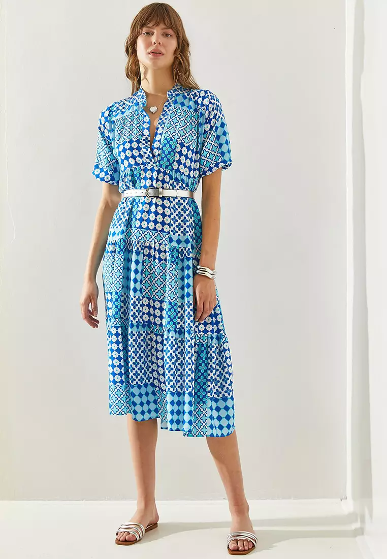 Patterned Midi Dress