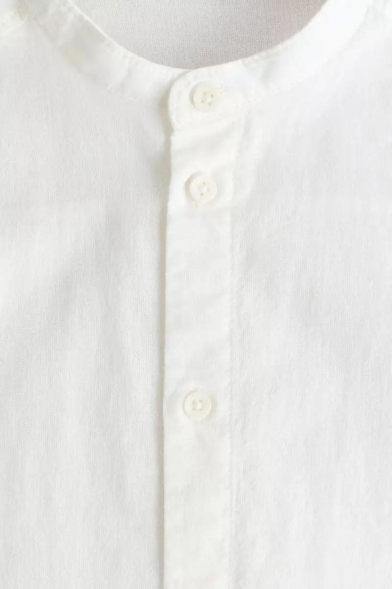 Linen-blend grandad shirt
