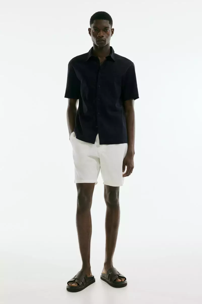 Regular Fit Short-sleeved linen-blend shirt