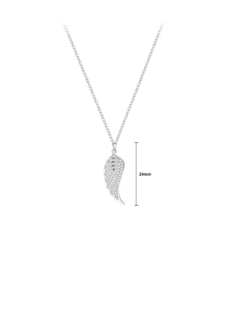 White gold angel wings pendant sales