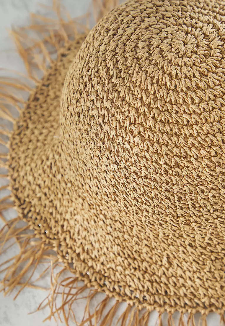 Beige Tassel Straw Women's Hat TBESS25SP00000