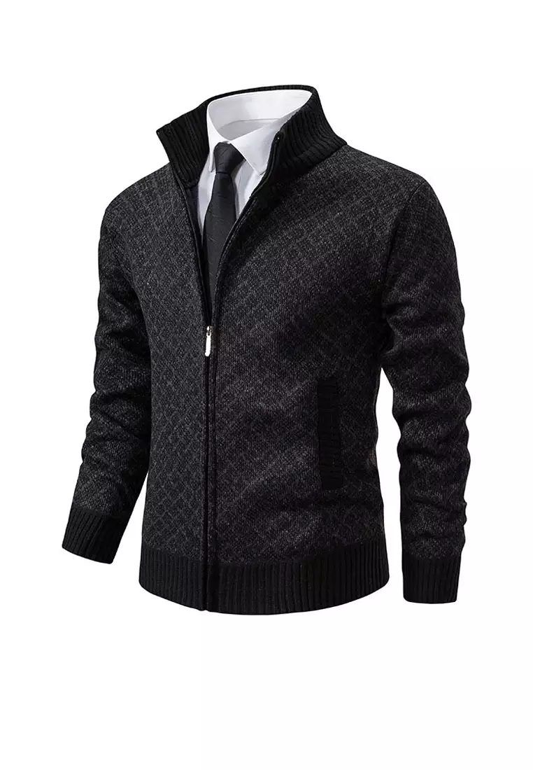 VANSA Fashionable Plaid Knitted Jacket VCM-Kw-228-6967