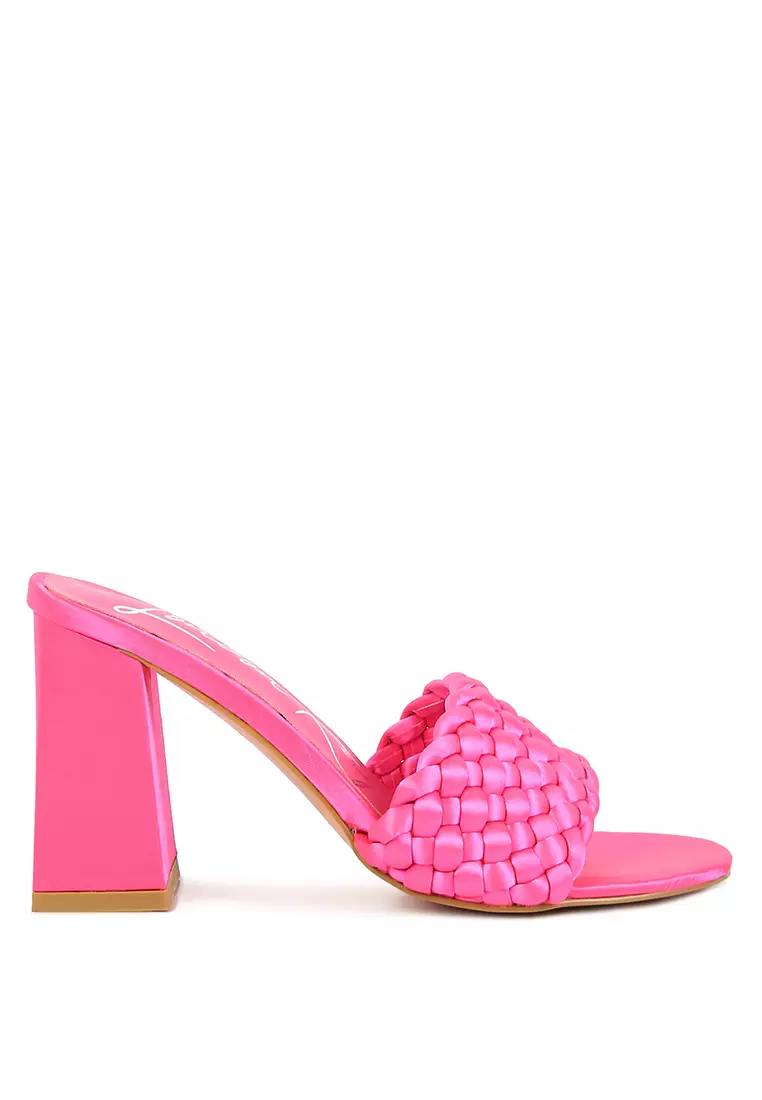 Discount on London Rag  shoes - SKU: Pink Braided Satin Block Sandals