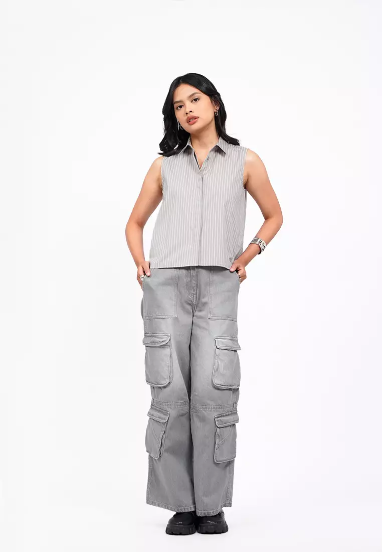 Sleeveless Stripes Shirt